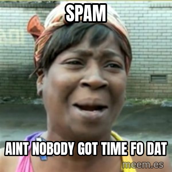 Ain't Nobody got time fo that meme: Spam / aint nobody got time fo dat