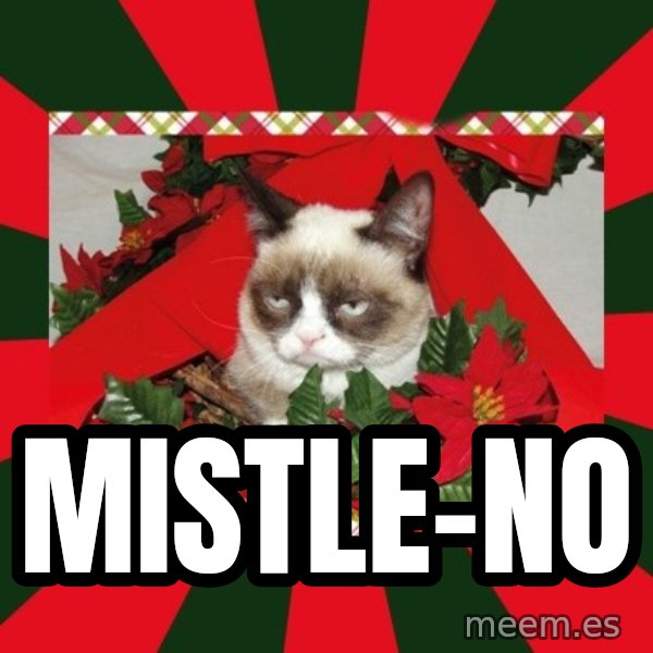 GRUMPY CAT ON CHRISTMAS meme: mistle-no
