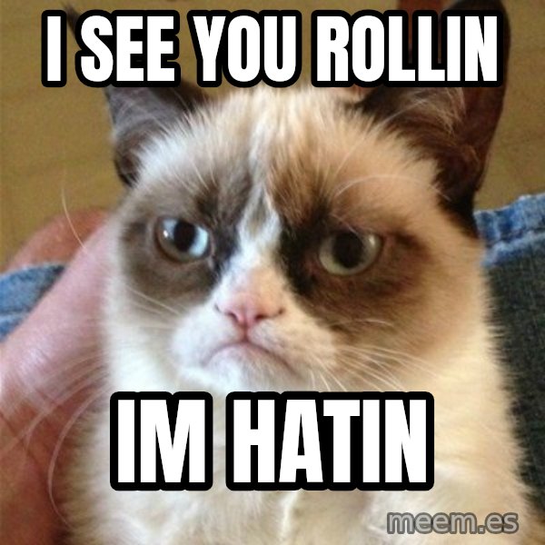 Grumpy Cat  meme: I see you rollin / Im hatin