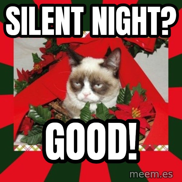 GRUMPY CAT ON CHRISTMAS meme: SILENT NIGHT? / GOOD!