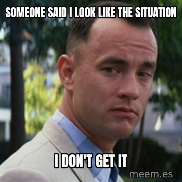 forrest gump meme: Someone saiD I look like the situation / I don't get It