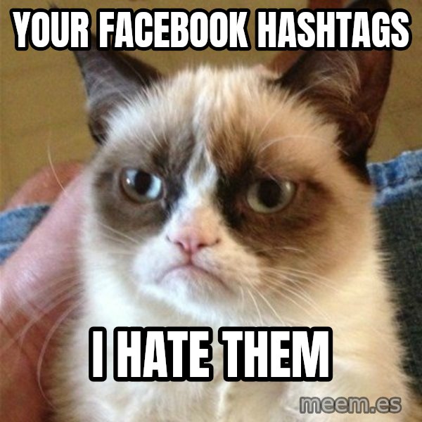 Grumpy Cat  meme: Your facebook hashtags / I hate them