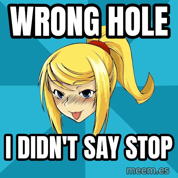 Horney Samus meme: WRONG HOLE / I DIDN'T SAY STOP