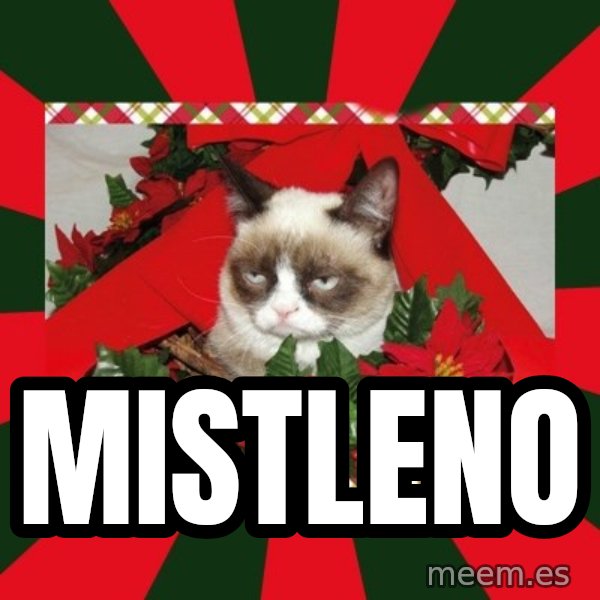 GRUMPY CAT ON CHRISTMAS meme: mistleno