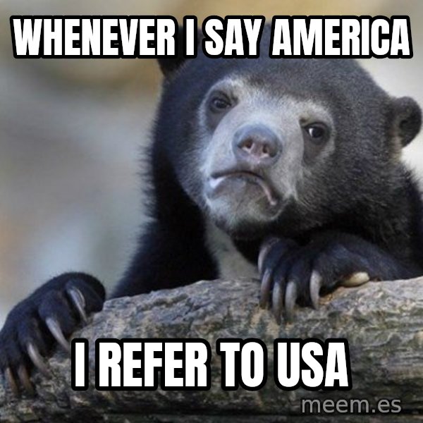 Confession Bear meme: Whenever i say america / I refer to usa
