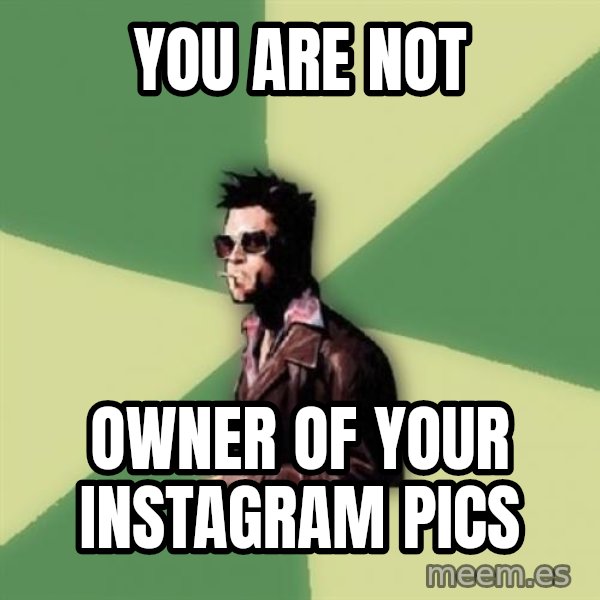 Tyler Durden meme: You are not / Owner of your Instagram picS