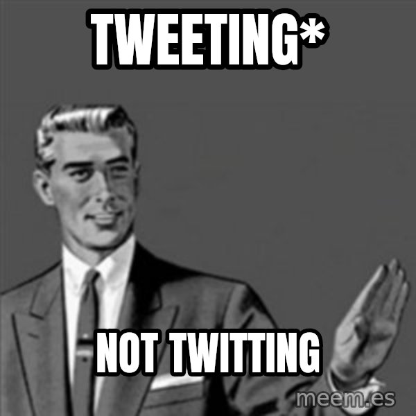 Correction Guy meme: Tweeting* / Not twitting