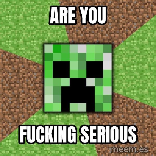Minecraft Creeper meme: are you / fucking serious