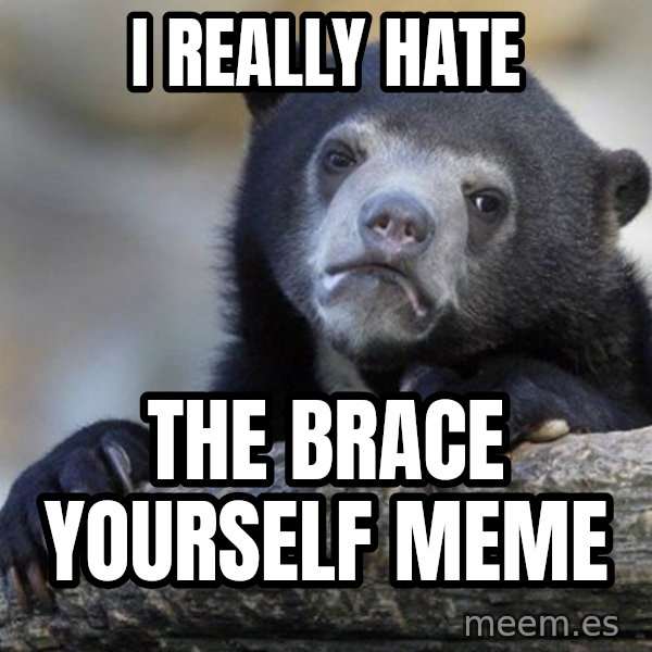 Confession Bear meme: I really hate / The brace yourself meme