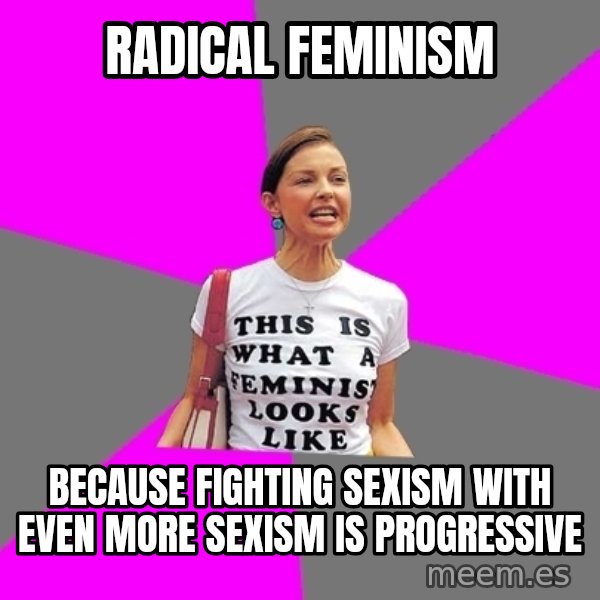Feminist Cunt meme: radical feminism / because fighting sexism with even more sexism is progressive