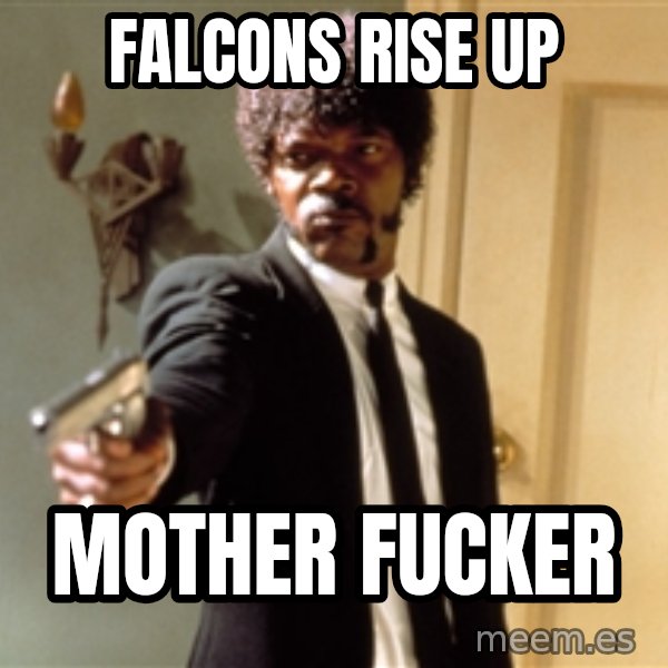 Samuel L Jackson meme: FALCONS RISE UP / MOTHER FUCKER