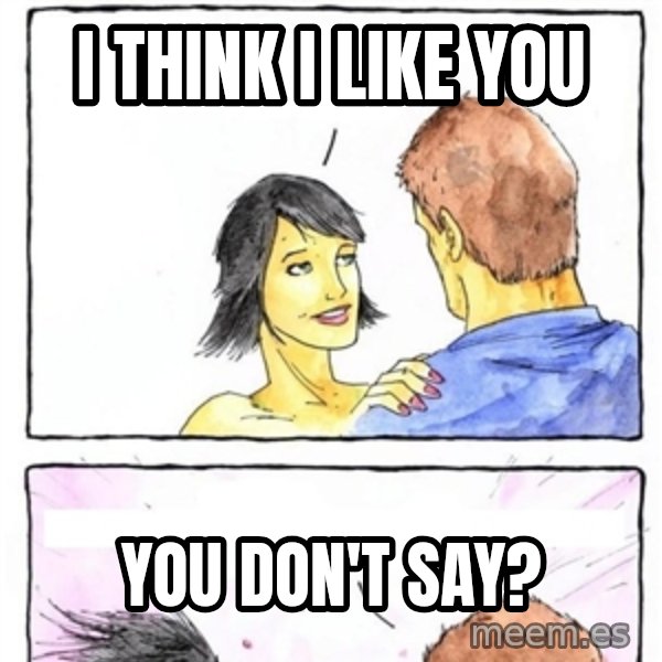 Alpha Boyfriend meme: I think i like you / you don't say?
