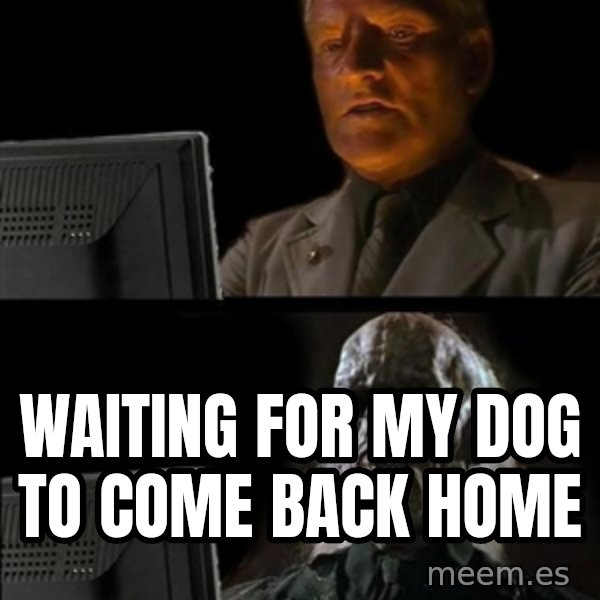 Waiting For meme: waiting for my dog to come back home