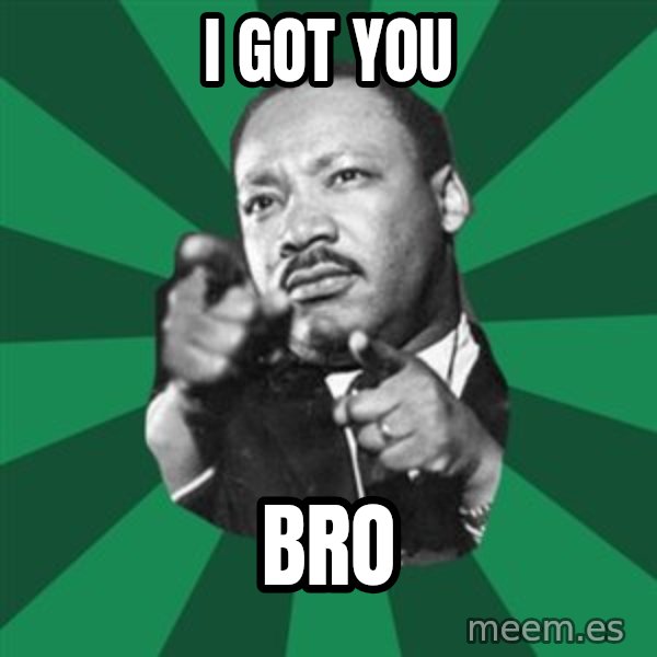 Martin Luther King jr.  meme: I GOT YOU / BRO
