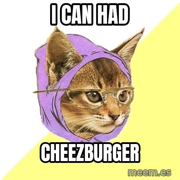 Hipster Kitty meme: i can had / cheezburger