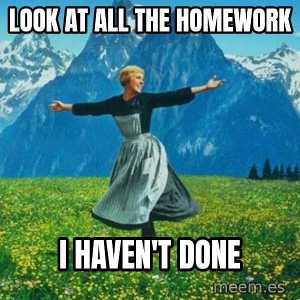 Look at All the Fucks I Give meme: Look at all the homework / I haven't done