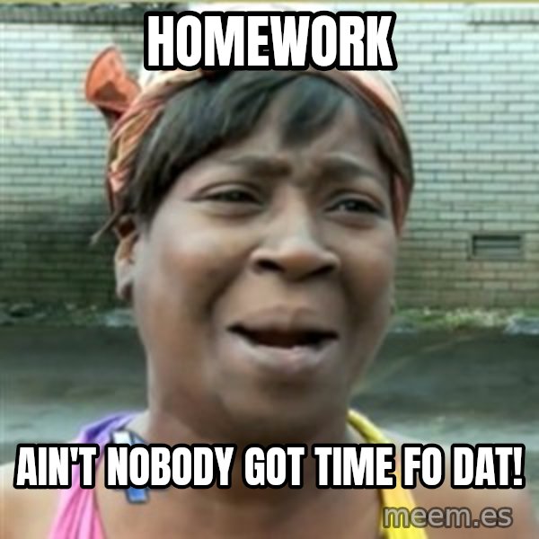 Ain't Nobody got time fo that meme: homework / ain't nobody got time fo dat!