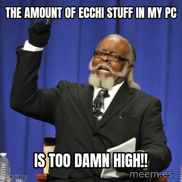 Rent Is Too Damn High meme: The amount of ecchi stuff in my PC / is too damn high!!