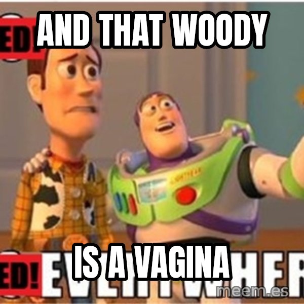 X, X Everywhere  meme: And that woody / is a vagina
