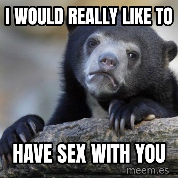 Confession Bear meme: i would really  like to / have sex with you