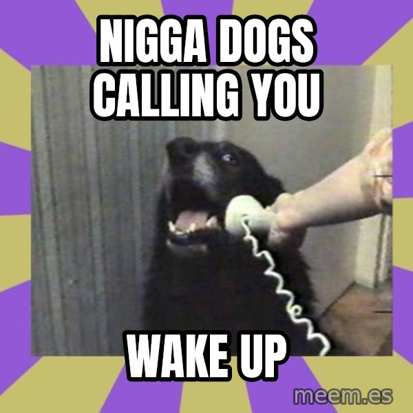 Yes, this is dog! meme: NIGGA DOGS CALLING YOU / WAKE UP