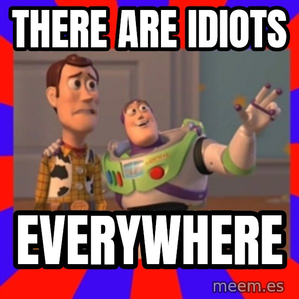 Everywhere meme: THERE ARE IDIOTS / EVERYWHERE