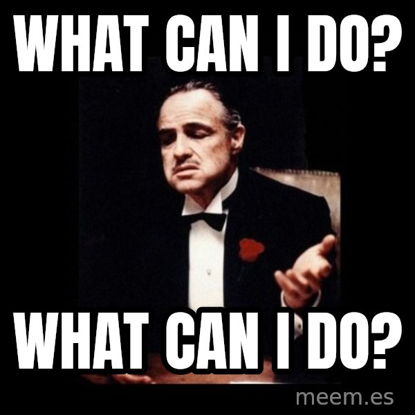 The Godfather meme: WHAT CAN I DO? / WHAT CAN I DO?
