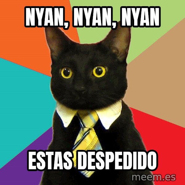 Business Cat meme: nyan, nyan, nyan / estas despedido