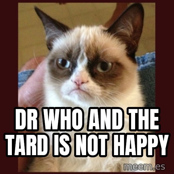 Tard the Grumpy Cat meme: dr who and the tard is not happy