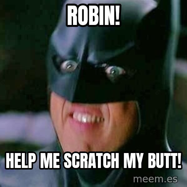 Goddamn Batman meme: ROBIN! / help me scratch my butt!