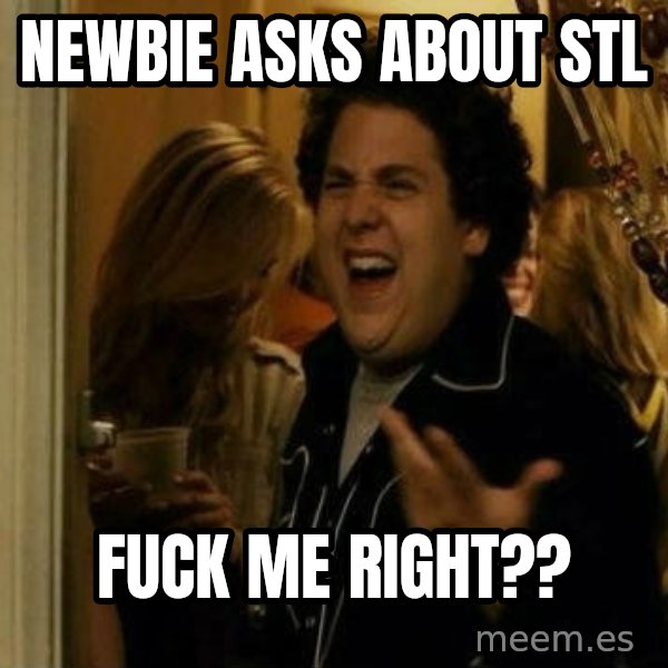 Fuck me right meme: Newbie asks about stl / fuck me right??
