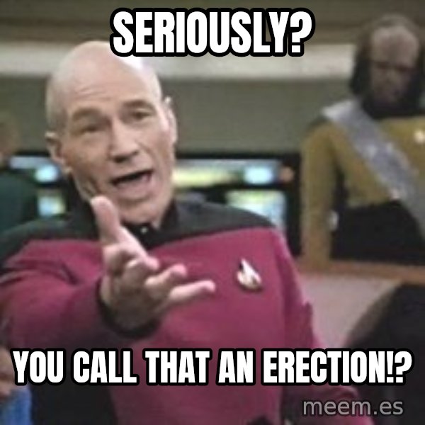 Captain Picard meme: Seriously? / You call that an erection!?