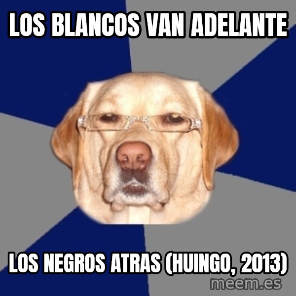 Racist Dog meme: Los blancos van adelante / Los negros atras (Huingo, 2013)