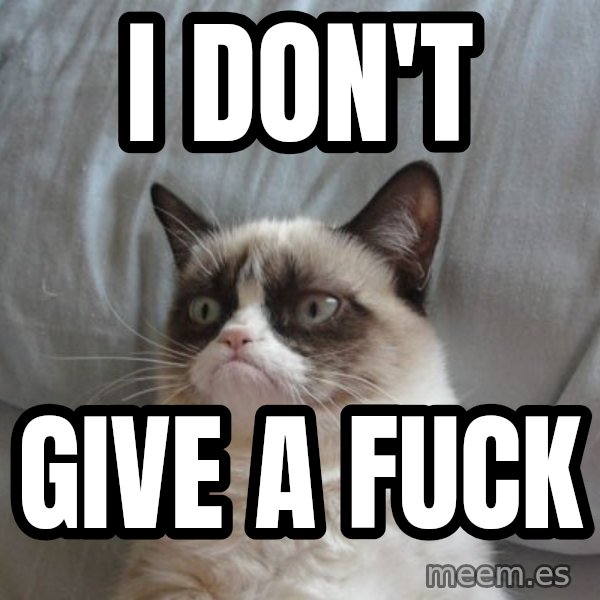 Grumpy cat good meme: I Don't / give a fuck