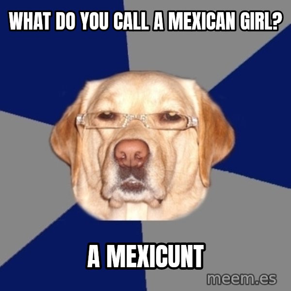 Racist Dog meme: what do you call a mexican girl? / a mexicunt