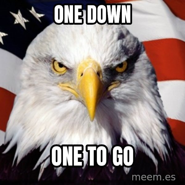 Freedom Eagle  meme: one down / one to go