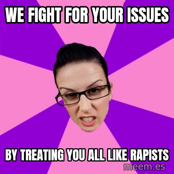 Privilege Denying Feminist meme: we fight for your issues / by treating you all like rapists