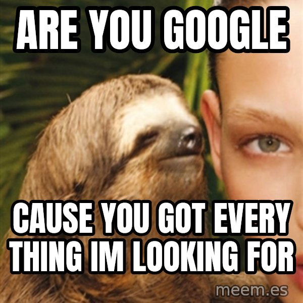 The Rape Sloth meme: are you google / cause you got every thing im looking for