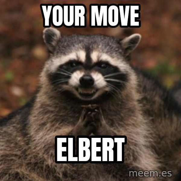 evil raccoon meme: Your move / elbert