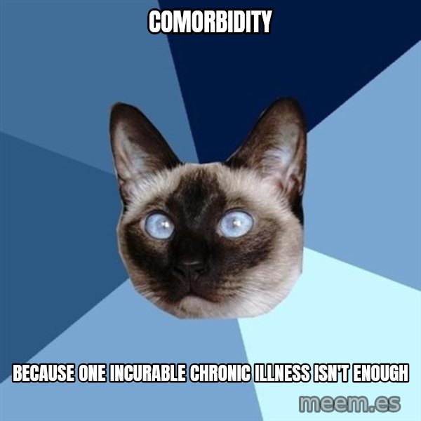 Chronic Illness Cat meme: comorbidity / Because one incurable chronic illness isn't enough