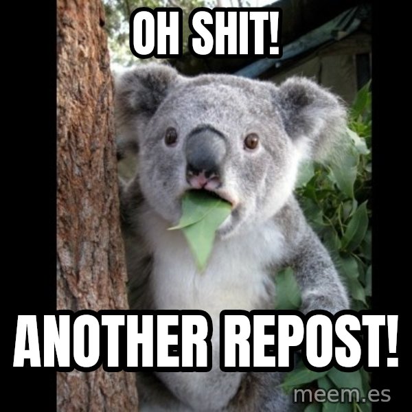 Koala can't believe it meme: OH SHIT! / Another repost!
