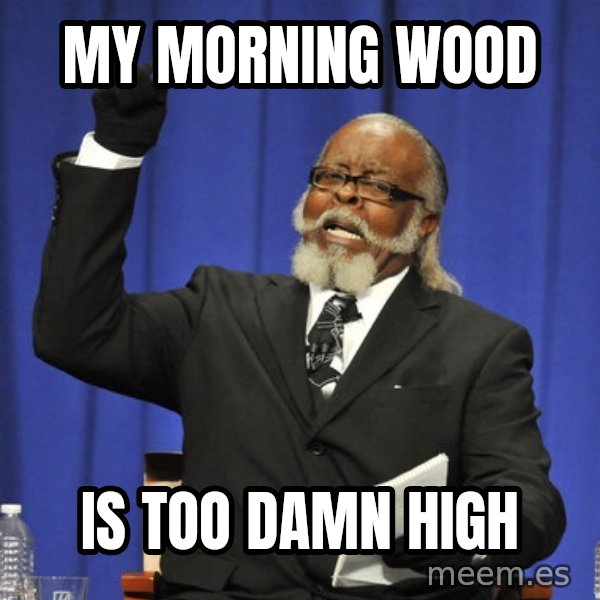 Rent Is Too Damn High meme: my morning wood / Is Too Damn High