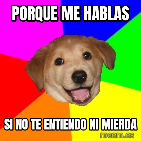 Advice Dog meme: porque me hablas / si no te entiendo ni mierda