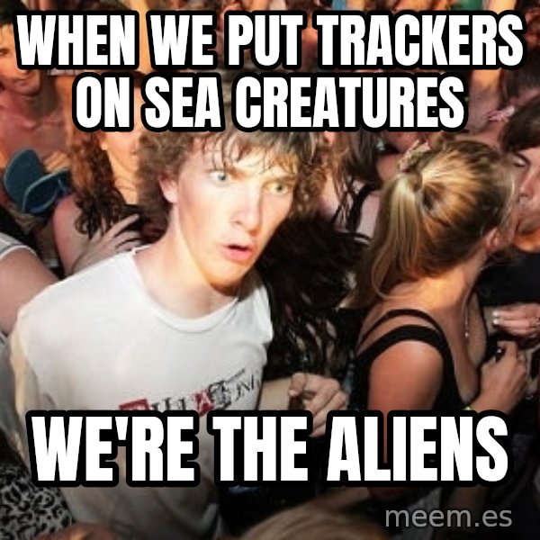 Sudden Realization Ralph meme: when we put TRACKERS on sea creatures / we're the aliens