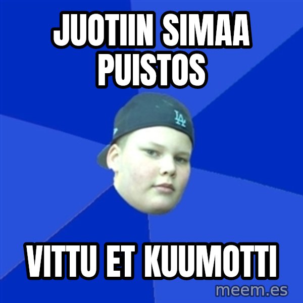 Jonnen Neuvo meme: juotiin simaa puistos / vittu et kuumotti