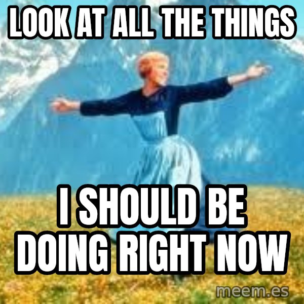 Look at all these meme: LOOK AT ALL THE THINGS / I SHOULD BE DOING RIGHT NOW