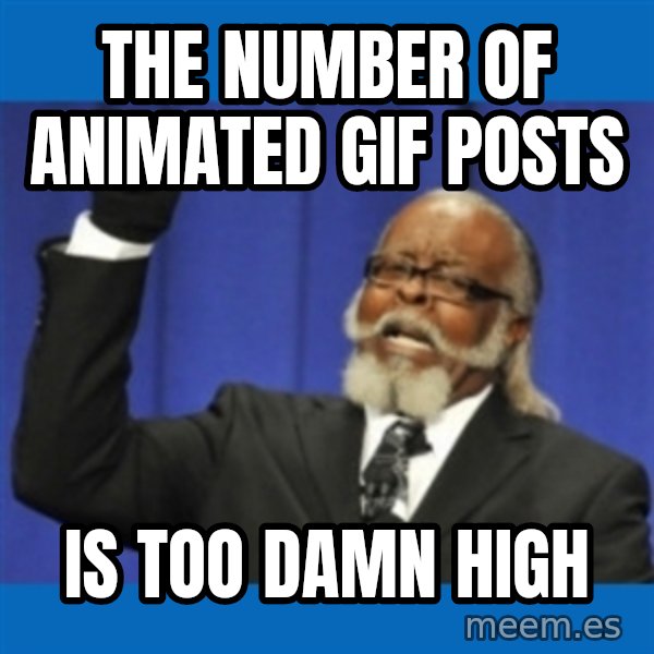 Rent Is Too Damn High meme: the number of animated gif posts / is too damn high
