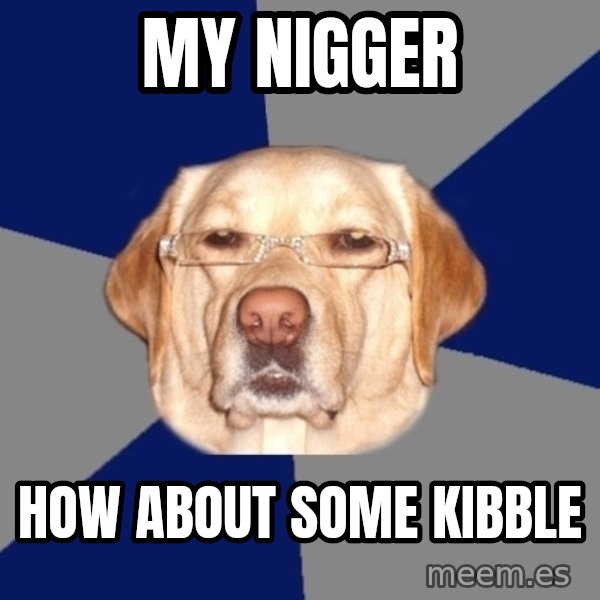 Racist Dawg meme: my nigger / how about some kibble