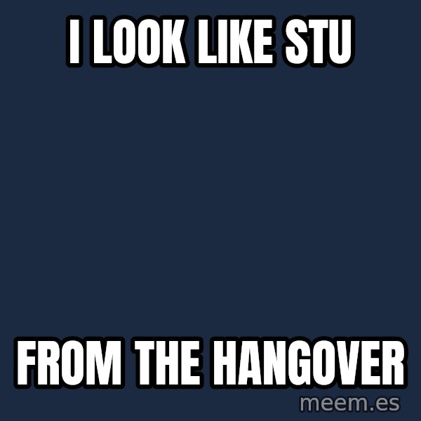 Katainen Perkele meme: I look like stu / from the hangover