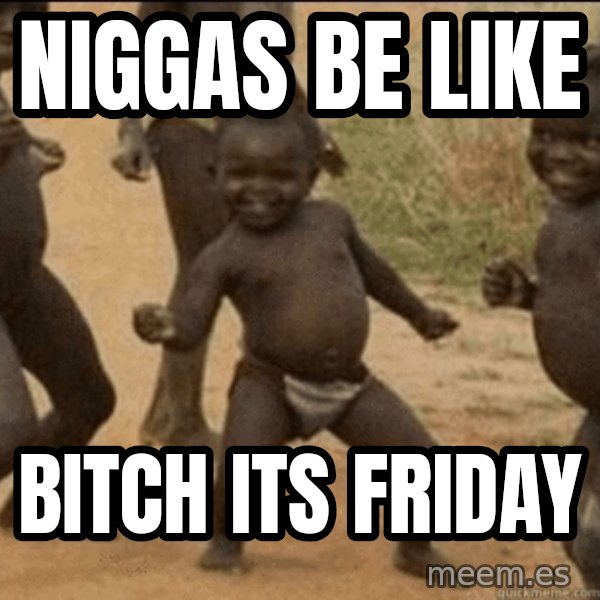 Third World Success meme: niggas be like / bitch its friday